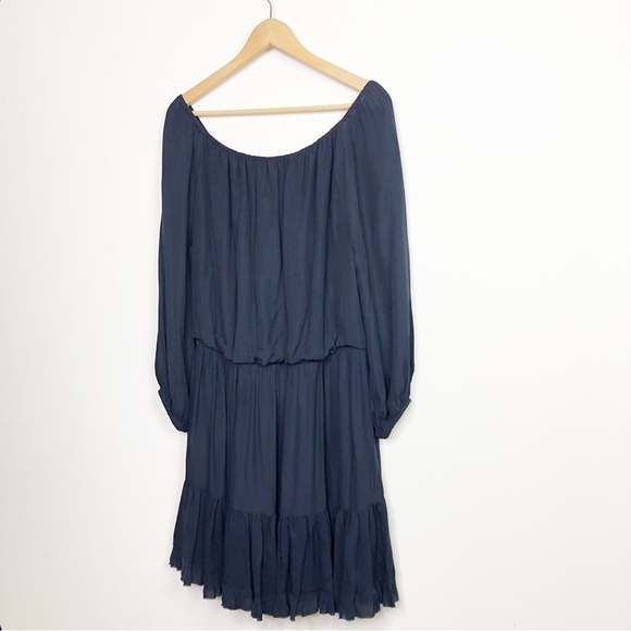KOBI Halperin Navy blue tiered, pablum him off the shoulder, mini dress - Picture 5 of 13